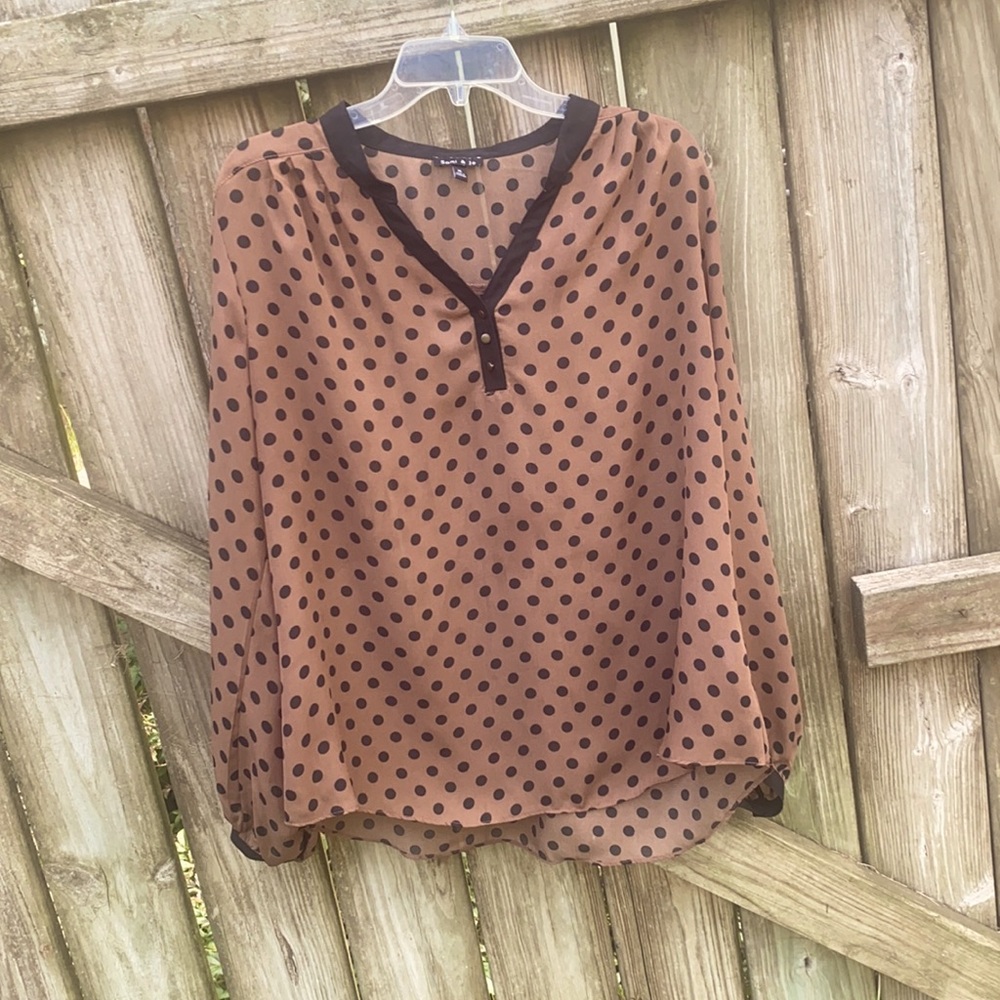 translucent polka dot blouse size XL
